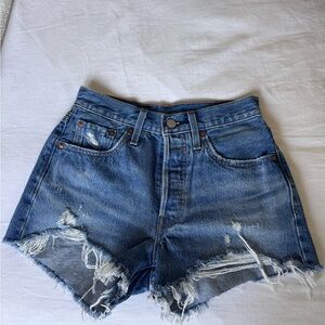 Levi's Blue Distressed Jean Shorts